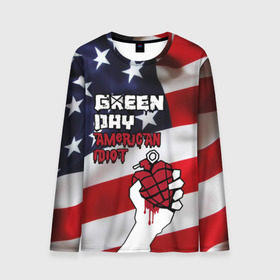 Мужской лонгслив 3D с принтом Green Day American Idiot в городе Новоалтайск, 100% полиэстер | длинные рукава, круглый вырез горловины, полуприлегающий силуэт | american idiot | green day | альтернативный | билли джо армстронг | грин дей | группа | зелёный день | майк дёрнт | музыка | панк | поп | поппанк | рок | сша | тре кул | флаг
