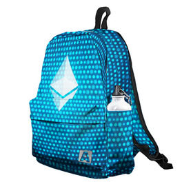 Рюкзак 3D с принтом Blue Ethereum - Синий Эфириум в городе Новоалтайск, 100% полиэстер | лямки с регулируемой длиной, сверху петелька, чтобы рюкзак можно было повесить на вешалку. Основное отделение закрывается на молнию, как и внешний карман. Внутри два дополнительных кармана, один из которых закрывается на молнию. По бокам два дополнительных кармашка | black milk | cryptocurrency | eth | ethereum | etherium | litecoin | виталик бутерин | крипта | крипто | криптовалюта | лайткоин | майнер | майнинг | эфир