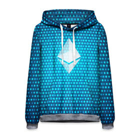 Мужская толстовка 3D с принтом Blue Ethereum - Синий Эфириум в городе Новоалтайск, 100% полиэстер | двухслойный капюшон со шнурком для регулировки, мягкие манжеты на рукавах и по низу толстовки, спереди карман-кенгуру с мягким внутренним слоем. | black milk | cryptocurrency | eth | ethereum | etherium | litecoin | виталик бутерин | крипта | крипто | криптовалюта | лайткоин | майнер | майнинг | эфир