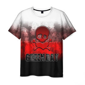 Мужская футболка 3D с принтом Череп и сердце Green Day в городе Новоалтайск, 100% полиэфир | прямой крой, круглый вырез горловины, длина до линии бедер | Тематика изображения на принте: american idiot | green day | альтернативный | билли джо армстронг | грин дей | группа | зелёный день | кости | майк дёрнт | музыка | надпись | панк | поп | поппанк | рок | тре кул | флаг | череп
