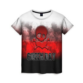 Женская футболка 3D с принтом Череп и сердце Green Day в городе Новоалтайск, 100% полиэфир ( синтетическое хлопкоподобное полотно) | прямой крой, круглый вырез горловины, длина до линии бедер | american idiot | green day | альтернативный | билли джо армстронг | грин дей | группа | зелёный день | кости | майк дёрнт | музыка | надпись | панк | поп | поппанк | рок | тре кул | флаг | череп