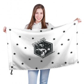 Флаг 3D с принтом Space travel в городе Новоалтайск, 100% полиэстер | плотность ткани — 95 г/м2, размер — 67 х 109 см. Принт наносится с одной стороны | белый | звезды | космос | скафандр | черный