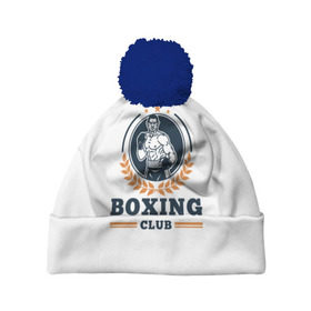 Шапка 3D c помпоном с принтом BOXING CLUB в городе Новоалтайск, 100% полиэстер | универсальный размер, печать по всей поверхности изделия | бокс | клуб | перчатки | спорт | чемпион