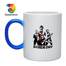 Кружка хамелеон с принтом Группа Green Day в городе Новоалтайск, керамика | меняет цвет при нагревании, емкость 330 мл | american idiot | green day | альтернативный | билли джо армстронг | грин дей | группа | зелёный день | майк дёрнт | музыка | надпись | панк | поп | поппанк | рок | тре кул