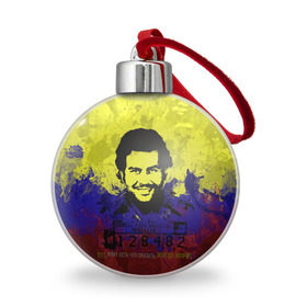 Ёлочный шар с принтом Пабло Эскобар в городе Новоалтайск, Пластик | Диаметр: 77 мм | колумбия | пабло | эскобар