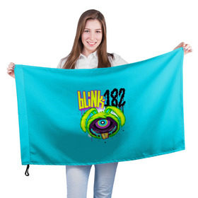 Флаг 3D с принтом Заяц монстр Blink-182 в городе Новоалтайск, 100% полиэстер | плотность ткани — 95 г/м2, размер — 67 х 109 см. Принт наносится с одной стороны | blink | альтернативный рок | блинк | группа | марк хоппус | музыка | мэтт скиба | надпись | панк | панк рок | песни | поп панк | рок | скейт панк | смайл | смайлик | трэвис баркер