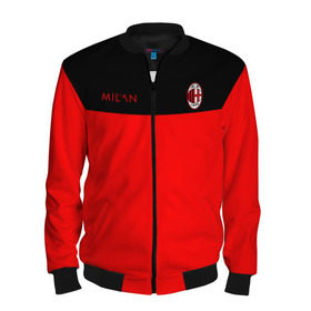 Мужской бомбер 3D с принтом AC Milan - Red & Black в городе Новоалтайск, 100% полиэстер | застегивается на молнию, по бокам два кармана без застежек, по низу бомбера и на воротнике - эластичная резинка | Тематика изображения на принте: 