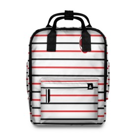 Женский рюкзак 3D с принтом AC Milan - Stripe white в городе Новоалтайск, 100% полиэстер | лямки с регулируемой длиной, сверху ручки, чтобы рюкзак нести как сумку. Основное отделение закрывается на молнию, как и внешний карман. Внутри два дополнительных кармана, один из которых закрывается на молнию. По бокам два дополнительных кармашка, куда поместится маленькая бутылочка
 | Тематика изображения на принте: ac | fc | football | milan | милан | футбол