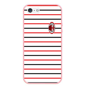 Чехол для iPhone 5/5S матовый с принтом AC Milan - Stripe white в городе Новоалтайск, Силикон | Область печати: задняя сторона чехла, без боковых панелей | ac | fc | football | milan | милан | футбол