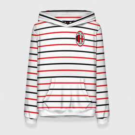 Женская толстовка 3D с принтом AC Milan - Stripe white в городе Новоалтайск, 100% полиэстер  | двухслойный капюшон со шнурком для регулировки, мягкие манжеты на рукавах и по низу толстовки, спереди карман-кенгуру с мягким внутренним слоем. | ac | fc | football | milan | милан | футбол