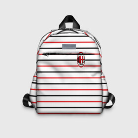 Детский рюкзак 3D с принтом AC Milan - Stripe white в городе Новоалтайск, 100% полиэстер | лямки с регулируемой длиной, сверху петелька, чтобы рюкзак можно было повесить на вешалку. Основное отделение закрывается на молнию, как и внешний карман. Внутри дополнительный карман. По бокам два дополнительных кармашка | ac | fc | football | milan | милан | футбол