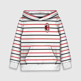 Детская толстовка 3D с принтом AC Milan - Stripe white в городе Новоалтайск, 100% полиэстер | двухслойный капюшон со шнурком для регулировки, мягкие манжеты на рукавах и по низу толстовки, спереди карман-кенгуру с мягким внутренним слоем | ac | fc | football | milan | милан | футбол