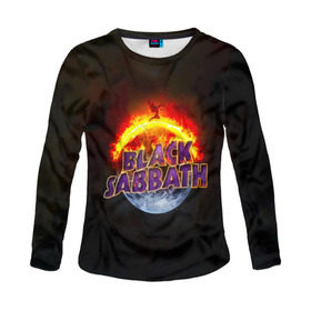 Женский лонгслив 3D с принтом Black Sabbath земля в огне в городе Новоалтайск, 100% полиэстер | длинные рукава, круглый вырез горловины, полуприлегающий силуэт | black sabbath | группа | метал | надпись | оззи | осборн | хард рок | хеви метал