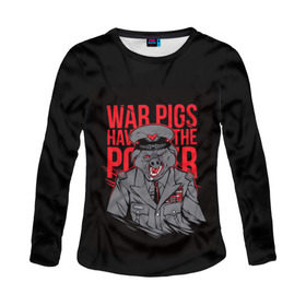 Женский лонгслив 3D с принтом Black Sabbath злобный свин в городе Новоалтайск, 100% полиэстер | длинные рукава, круглый вырез горловины, полуприлегающий силуэт | 