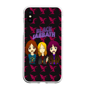 Чехол для iPhone XS Max матовый с принтом Группа Black Sabbath в городе Новоалтайск, Силикон | Область печати: задняя сторона чехла, без боковых панелей | black sabbath | ozzy osbourne | ангелы | билл уорд | гизер батлер | группа | копыта | метал | музыка | надпись | оззи | осборн | песни | рога | рок | тони айомми | хард рок | хеви метал | черти
