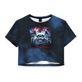 Женская футболка 3D укороченная с принтом Череп Slayer в городе Новоалтайск, 100% полиэстер | круглая горловина, длина футболки до линии талии, рукава с отворотами | slayer | группа | гэри холт | замок | керри кинг | метал | музыка | песни | пол бостаф | рок | слеар | слеер | слеяр | том арайа | трэш метал | тяжелый рок | хеви метал | череп