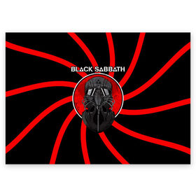 Поздравительная открытка с принтом Солдат Black Sabbath в городе Новоалтайск, 100% бумага | плотность бумаги 280 г/м2, матовая, на обратной стороне линовка и место для марки
 | Тематика изображения на принте: black sabbath | ozzy osbourne | альбом | билл уорд | гизер батлер | группа | летчик | метал | музыка | надпись | оззи | осборн | песни | рок | тони айомми | хард рок | хеви метал | шлем