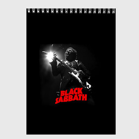 Скетчбук с принтом Black Sabbath в городе Новоалтайск, 100% бумага
 | 48 листов, плотность листов — 100 г/м2, плотность картонной обложки — 250 г/м2. Листы скреплены сверху удобной пружинной спиралью | Тематика изображения на принте: black sabbath | ozzy osbourne | билл уорд | гизер батлер | гитара | группа | метал | музыка | надпись | оззи | осборн | песни | рок | солист | тони айомми | хард рок | хеви метал