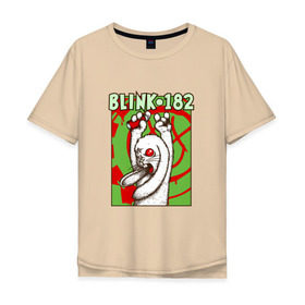 Мужская футболка хлопок Oversize с принтом Сумасшедший заяц Blink-182 в городе Новоалтайск, 100% хлопок | свободный крой, круглый ворот, “спинка” длиннее передней части | blink | альтернативный рок | блинк | группа | марк хоппус | музыка | мэтт скиба | надпись | панк | панк рок | песни | поп панк | рок | скейт панк | смайл | смайлик | трэвис баркер