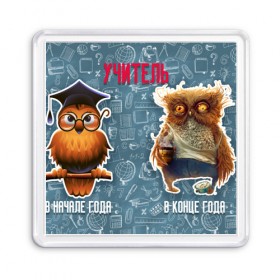 Магнит 55*55 с принтом Сова в городе Новоалтайск, Пластик | Размер: 65*65 мм; Размер печати: 55*55 мм | день учителя | учитель