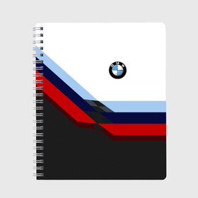 Тетрадь с принтом BMW M SPORT в городе Новоалтайск, 100% бумага | 48 листов, плотность листов — 60 г/м2, плотность картонной обложки — 250 г/м2. Листы скреплены сбоку удобной пружинной спиралью. Уголки страниц и обложки скругленные. Цвет линий — светло-серый
 | bmw | автомобиль | автомобильные | бмв | лучшие | марка | машины | мужчинам | патриот | подарок | прикольные | тренд | фанат | флаг