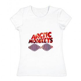 Женская футболка хлопок с принтом Arctic Monkeys в городе Новоалтайск, 100% хлопок | прямой крой, круглый вырез горловины, длина до линии бедер, слегка спущенное плечо | 