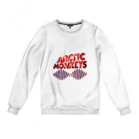 Женский свитшот хлопок с принтом Arctic Monkeys в городе Новоалтайск, 100% хлопок | прямой крой, круглый вырез, на манжетах и по низу широкая трикотажная резинка  | 