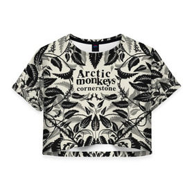 Женская футболка 3D укороченная с принтом Arctic Monkeys природа в городе Новоалтайск, 100% полиэстер | круглая горловина, длина футболки до линии талии, рукава с отворотами | алекс тёрнер | арктик | арктические мартышки | гаражный | группа | джейми кук | инди рок | манкис | музыка | мэтт хелдер | ник о мэлли | обезьяна | постпанк ривайвл | психоделический | рок