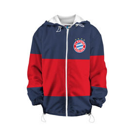 Детская куртка 3D с принтом Bayern Munchen - Red-Blue FCB (2018 NEW) в городе Новоалтайск, 100% полиэстер | застежка — молния, подол и капюшон оформлены резинкой с фиксаторами, по бокам — два кармана без застежек, один потайной карман на груди, плотность верхнего слоя — 90 г/м2; плотность флисового подклада — 260 г/м2 | 0x000000123 | bayern munchen | fcb | football | бавария мюнхен | футбол
