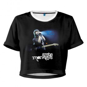 Женская футболка 3D укороченная с принтом Alex Turner Arctic Monkeys в городе Новоалтайск, 100% полиэстер | круглая горловина, длина футболки до линии талии, рукава с отворотами | алекс тёрнер | арктик | арктические мартышки | гаражный | группа | джейми кук | инди рок | манкис | музыка | мэтт хелдер | ник о мэлли | обезьяна | постпанк ривайвл | психоделический | рок