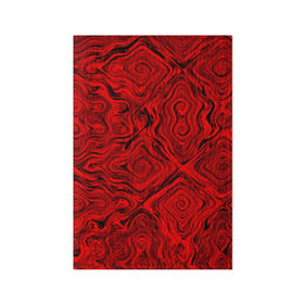 Обложка для паспорта матовая кожа с принтом Tie-Dye red в городе Новоалтайск, натуральная матовая кожа | размер 19,3 х 13,7 см; прозрачные пластиковые крепления | волны | красный | разводы | текстура