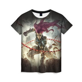 Женская футболка 3D с принтом Darksiders 3 в городе Новоалтайск, 100% полиэфир ( синтетическое хлопкоподобное полотно) | прямой крой, круглый вырез горловины, длина до линии бедер | darksiders