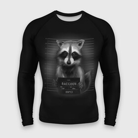 Мужской рашгард 3D с принтом Енот Преступник в городе Новоалтайск,  |  | raccoon | виновен | полоскун | стражи