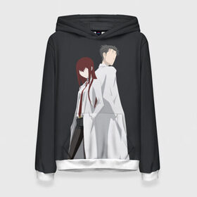 Женская толстовка 3D с принтом Okabe & Kurisu в городе Новоалтайск, 100% полиэстер  | двухслойный капюшон со шнурком для регулировки, мягкие манжеты на рукавах и по низу толстовки, спереди карман-кенгуру с мягким внутренним слоем. | steins gate | steinsgate | аниме | визуальная новелла | врата штейна | курису | макисе курису | минимализм | окабе | окабе ринтаро