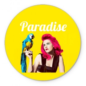 Коврик круглый с принтом Paradise в городе Новоалтайск, резина и полиэстер | круглая форма, изображение наносится на всю лицевую часть | лето | малиновое вино | попугай | прическа | рай | эмоции