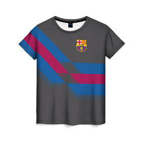 Женская футболка 3D с принтом FC Barcelona #7 в городе Новоалтайск, 100% полиэфир ( синтетическое хлопкоподобное полотно) | прямой крой, круглый вырез горловины, длина до линии бедер | fcb | барселона | геометрия | футбольный клуб