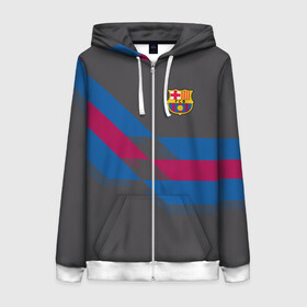 Женская толстовка 3D на молнии с принтом FC BARCELONA (BARCA) | ФК БАРСЕЛОНА в городе Новоалтайск, 100% полиэстер | длина до линии бедра, манжеты и пояс оформлены мягкой тканевой резинкой, двухслойный капюшон со шнурком для регулировки, спереди молния, по бокам два кармана | fcb | барселона | геометрия | футбольный клуб