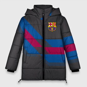 Женская зимняя куртка Oversize с принтом FC BARCELONA (BARCA) | ФК БАРСЕЛОНА в городе Новоалтайск, верх — 100% полиэстер; подкладка — 100% полиэстер; утеплитель — 100% полиэстер | длина ниже бедра, силуэт Оверсайз. Есть воротник-стойка, отстегивающийся капюшон и ветрозащитная планка. 

Боковые карманы с листочкой на кнопках и внутренний карман на молнии | fcb | барселона | геометрия | футбольный клуб