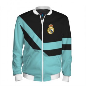 Мужской бомбер 3D с принтом Real Madrid 2018 #2 в городе Новоалтайск, 100% полиэстер | застегивается на молнию, по бокам два кармана без застежек, по низу бомбера и на воротнике - эластичная резинка | emirates | fc | real madrid | клуб | мяч | реал мадрид | эмблема