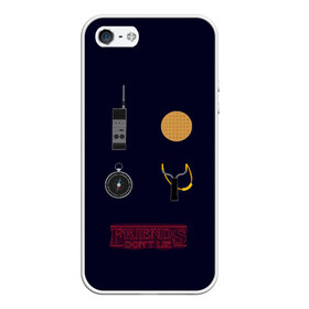 Чехол для iPhone 5/5S матовый с принтом Друзья не лгут Stranger в городе Новоалтайск, Силикон | Область печати: задняя сторона чехла, без боковых панелей | Тематика изображения на принте: eggo | friends dont lie | stranger things | вафли | компас | рация | рогатка