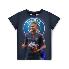 Детская футболка 3D с принтом Neymar PSG в городе Новоалтайск, 100% гипоаллергенный полиэфир | прямой крой, круглый вырез горловины, длина до линии бедер, чуть спущенное плечо, ткань немного тянется | Тематика изображения на принте: neymar psg | неймар | неймар псж | псж | футбол