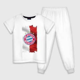 Детская пижама хлопок с принтом Bayern Munchen - Vintage style No. 3 в городе Новоалтайск, 100% хлопок |  брюки и футболка прямого кроя, без карманов, на брюках мягкая резинка на поясе и по низу штанин
 | Тематика изображения на принте: bayern munchen | fcb | football | бавария мюнхен