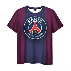 Мужская футболка 3D с принтом Paris Saint-Germain в городе Новоалтайск, 100% полиэфир | прямой крой, круглый вырез горловины, длина до линии бедер | psg | париж | псж | форма | футбол