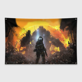 Флаг-баннер с принтом Titanfall в городе Новоалтайск, 100% полиэстер | размер 67 х 109 см, плотность ткани — 95 г/м2; по краям флага есть четыре люверса для крепления | мех | мехи | пилот | пилоты | спектр | спектры | титан