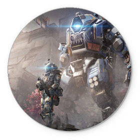 Коврик круглый с принтом Titanfall в городе Новоалтайск, резина и полиэстер | круглая форма, изображение наносится на всю лицевую часть | мех | мехи | пилот | пилоты | спектр | спектры | титан