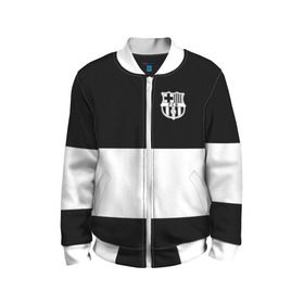 Детский бомбер 3D с принтом FC Barcelona Black Collection в городе Новоалтайск, 100% полиэстер | застегивается на молнию, по бокам два кармана без застежек, мягкие манжеты, по низу бомбера и на воротнике — эластичная резинка | black collection | fc | fc barcelona | fcb | fly emirates | ronaldo | барселона | зож | клуб | линии | месси | модные | мяч | реал мадрид | спорт | спортивные | тренды | футбол | футбольный клуб | эмблема
