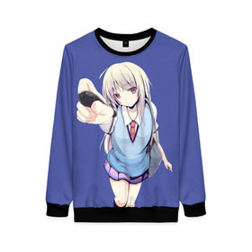 Женский свитшот 3D с принтом Sakurasou Pet Kanojo shina в городе Новоалтайск, 100% полиэстер с мягким внутренним слоем | круглый вырез горловины, мягкая резинка на манжетах и поясе, свободная посадка по фигуре | mashira | sakurasou no pet na kanojo | shina | shina mashiro | tyan | анимэ | кошечка из сакурасо | сакурасо