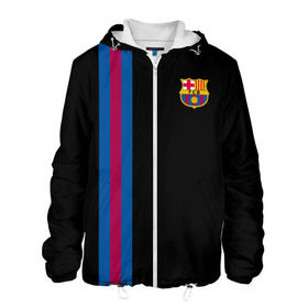 Мужская куртка 3D с принтом FC Barcelona Line Collection в городе Новоалтайск, ткань верха — 100% полиэстер, подклад — флис | прямой крой, подол и капюшон оформлены резинкой с фиксаторами, два кармана без застежек по бокам, один большой потайной карман на груди. Карман на груди застегивается на липучку | Тематика изображения на принте: fc | барселона | эмблема