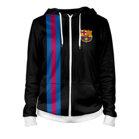 Женская толстовка 3D на молнии с принтом FC Barcelona Line Collection в городе Новоалтайск, 100% полиэстер | длина до линии бедра, манжеты и пояс оформлены мягкой тканевой резинкой, двухслойный капюшон со шнурком для регулировки, спереди молния, по бокам два кармана | fc | барселона | эмблема