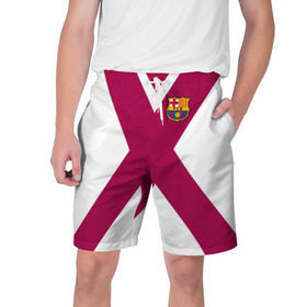 Мужские шорты 3D с принтом FC Barcelona X 2018 в городе Новоалтайск,  полиэстер 100% | прямой крой, два кармана без застежек по бокам. Мягкая трикотажная резинка на поясе, внутри которой широкие завязки. Длина чуть выше колен | Тематика изображения на принте: fc | fc barcelona | fcb | fly emirates | ronaldo | абстракция | барселона | геометрия | зож | клуб | линии | месси | модные | мяч | реал мадрид | спорт | спортивные | тренды | футбол | футбольный клуб | эмблема